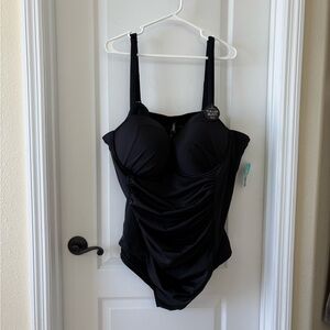 Torrid Vixen Fuller Bust Padded Demi Full Cup 1-Piece Swimsuit Black Size 28/5X